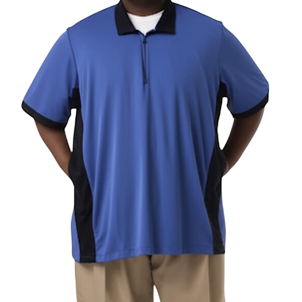 Lands End Men’s Quarter Zip Blue and Black Polo Mens Size XL